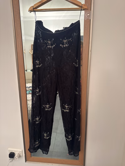 Black lace embellished trousers by Miss Selfridge — pre-loved on Thrifted.mt