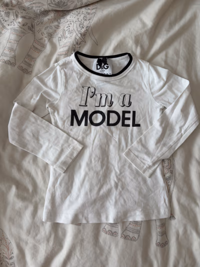 White Graphic Longsleeve Top by D&G — pre-loved on Thrifted.mt