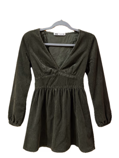 Green Corduroy Mini Dress by Zara — pre-loved on Thrifted.mt