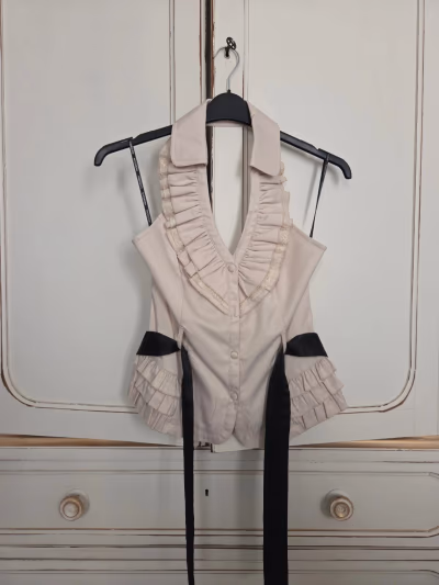 Morgan Ruffled Sleeveless Blouse by Morgan — pre-loved on Thrifted.mt