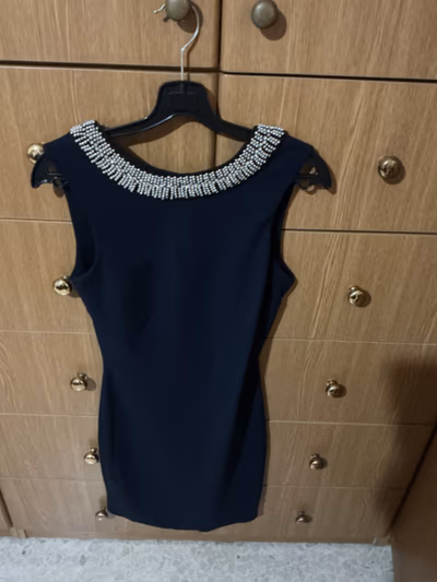Embellished Neck Sleeveless Navy Dress — pre-loved on Thrifted.mt