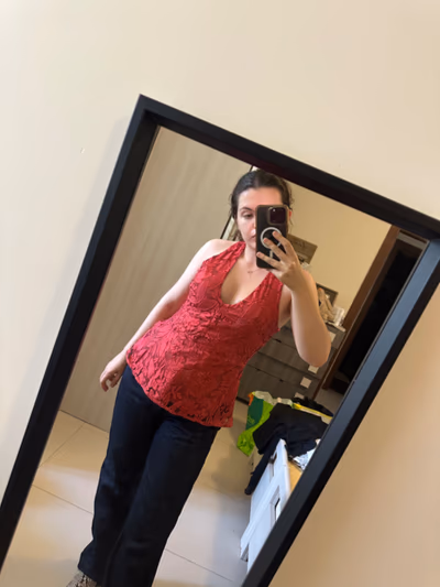 Guess Halterneck Lace Peplum Top by Guess — pre-loved on Thrifted.mt