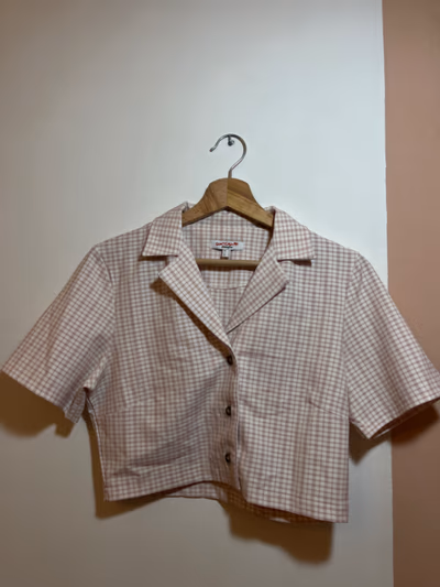Gingham Print Short Sleeve Shirt by Don't Call Me Jennyfer — pre-loved on Thrifted.mt