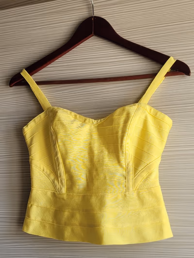 Yellow bandage corset crop top — pre-loved on Thrifted.mt