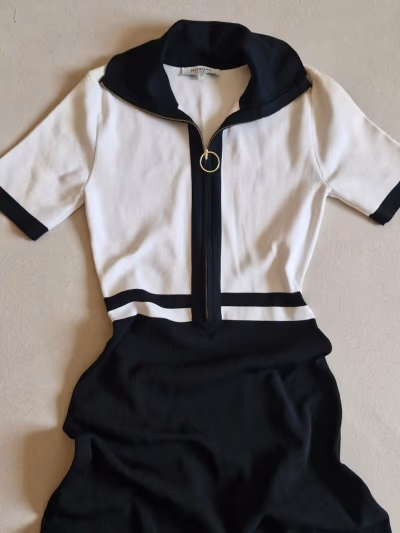 Vestido Morgan blanco y negro con cremallera by Morgan — pre-loved on Thrifted.mt