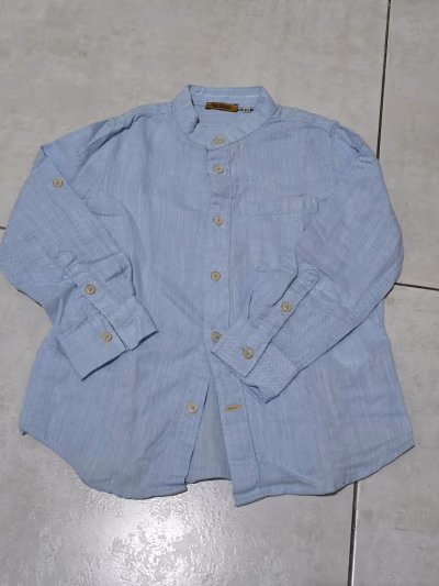 Original Marines Light Blue Grandad Collar Shirt by Original Marines — pre-loved on Thrifted.mt