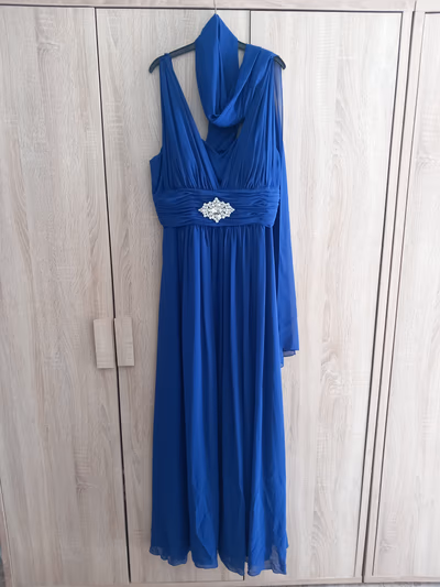 Blue Embellished Maxi Evening Dress by Goya London — pre-loved on Thrifted.mt
