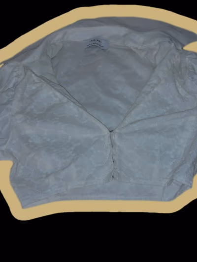 100% Cotton - Labelrail x Sophia Hadjipanteli White Pleated Statement Crop Top - S (Never Worn) by Labelrail — pre-loved on Thrifted.mt