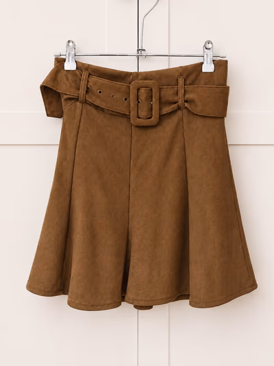 Brown belted A-line skirt by IVIVI — pre-loved on Thrifted.mt