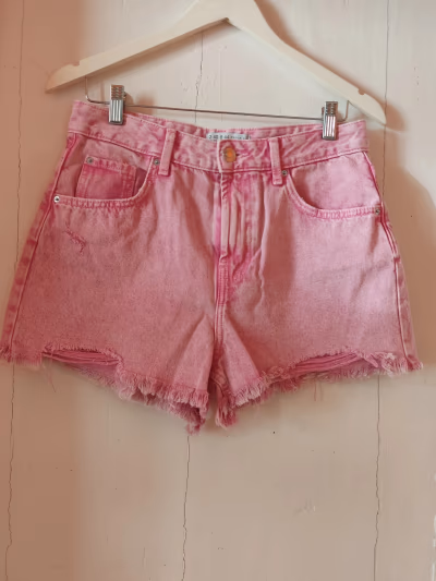 Pink Distressed Denim Shorts by Primark — pre-loved on Thrifted.mt