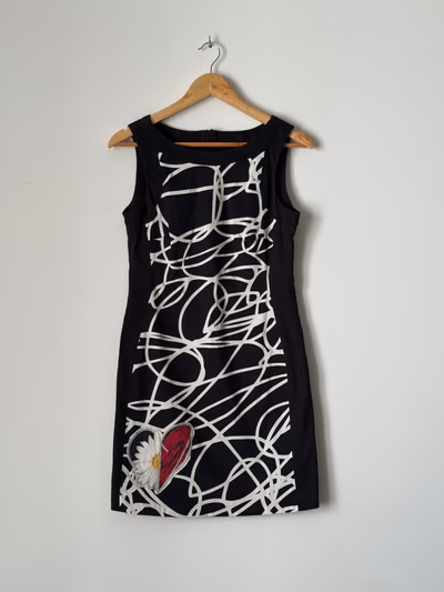 Desigual Black White Abstract Print Dress
