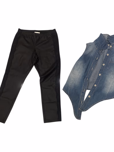 Sisley Set - Jeans shirt and black leggings — pre-loved on Thrifted.mt