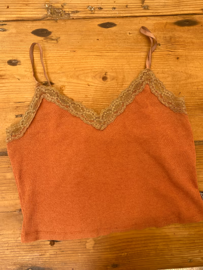 Superdry Orange/Salmon Ribbed Lace Camisol Strap Top by Superdry — pre-loved on Thrifted.mt