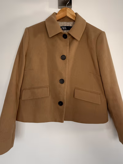 Zara Camel Brown Cropped Wool Blend Jacket — pre-loved on Thrifted.mt