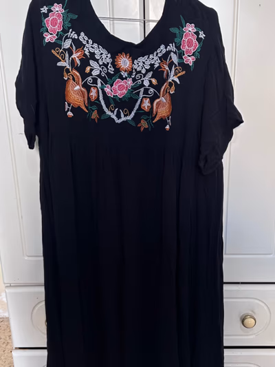 Black Embroidered Floral Smock Dress by Shein — pre-loved on Thrifted.mt