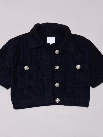 Black Cropped Short-Sleeve Cardigan by H&M — pre-loved on Thrifted.mt
