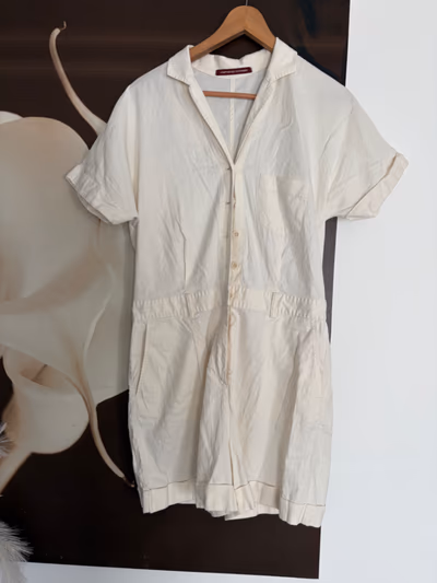 Cream Button Front Short Playsuit by Comptoir des Cotonniers — pre-loved on Thrifted.mt