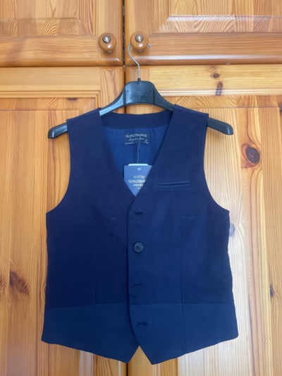 Smart Navy Blue Tailored Waistcoat by Nukutavake — pre-loved on Thrifted.mt