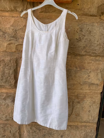 White Sleeveless Textured Mini Dress