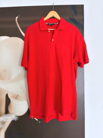 Red Short Sleeve Polo Shirt by Aquascutum — pre-loved on Thrifted.mt