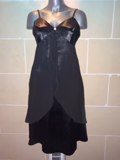 Fancy Black Satin Dress EU42 by AK Creation’s — pre-loved on Thrifted.mt