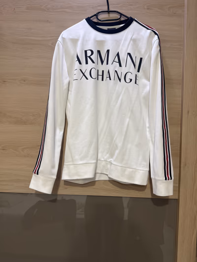 Armani Exchange white logo sweatshirt by Armani Exchange — pre-loved on Thrifted.mt