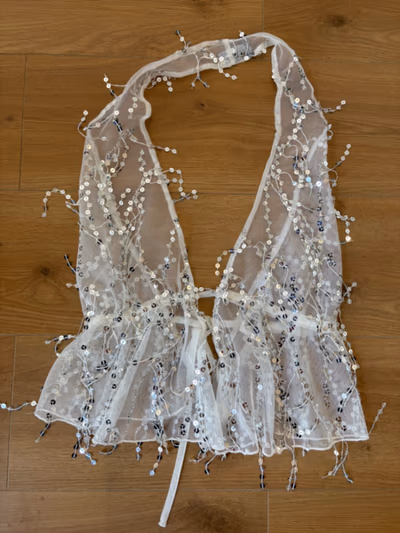 Sequin Halter Neck Crop Top by ASOS Design — pre-loved on Thrifted.mt