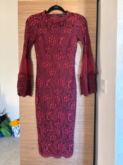 Burgundy Lace Midi Dress by AX Paris — pre-loved on Thrifted.mt
