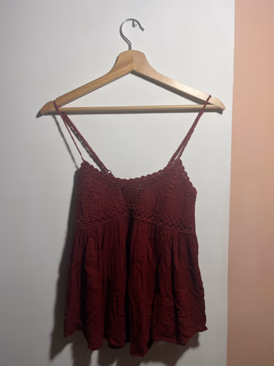 Burgundy Crochet Cami Top by Pull & Bear — pre-loved on Thrifted.mt
