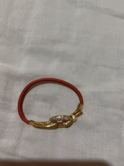 Red Leather Crystal Buckle Bracelet — pre-loved on Thrifted.mt