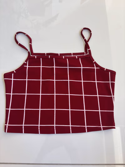 Burgundy Check Cami Crop Top by SIZAFUL — pre-loved on Thrifted.mt