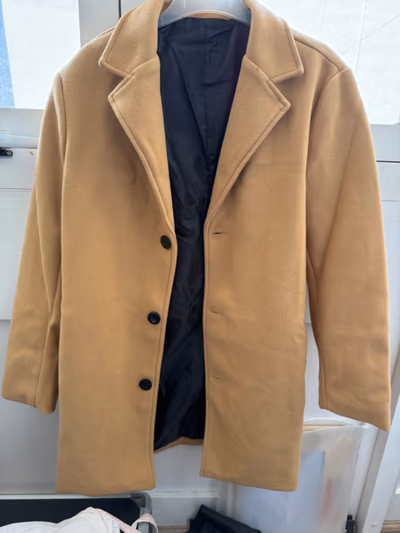Camel Button-Front Smart Coat — pre-loved on Thrifted.mt