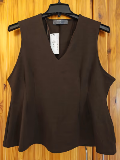 Brand new Primark Dark Brown Sleeveless V-Neck Top by Primark — pre-loved on Thrifted.mt