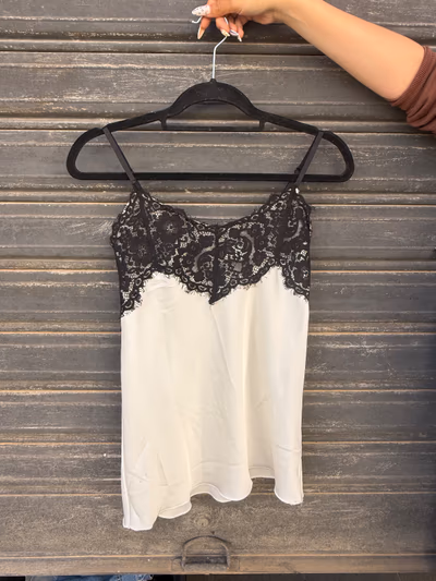 White lace trim camisole top
