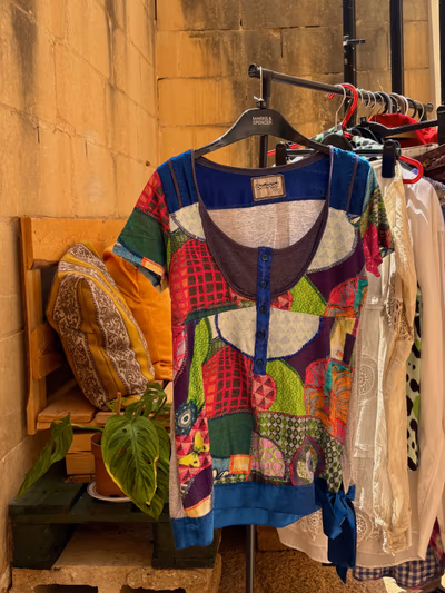 Early 00’s Desigual Patchwork Button Up Top by Desigual — pre-loved on Thrifted.mt