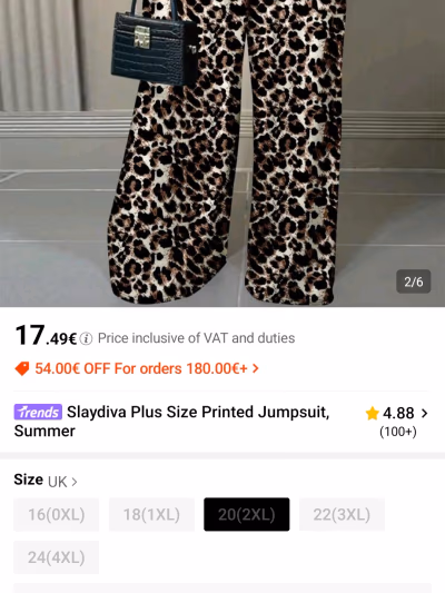 Slaydiva / SHEIN CURVE Plus Size Leopard Print Wide-Leg Jumpsuit by SHEIN CURVE — pre-loved on Thrifted.mt