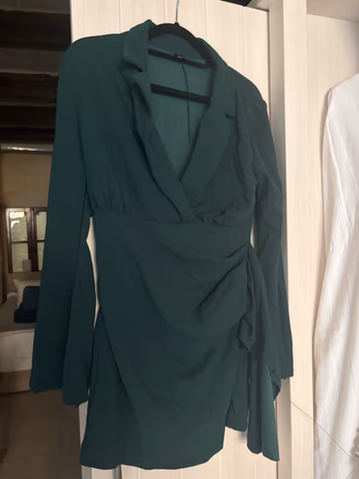 Dark Green Wrap Mini Dress by SHEIN — pre-loved on Thrifted.mt