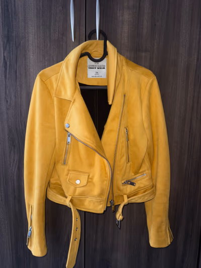 Mustard Yellow Faux Suede Jacket by Tally Weijl — pre-loved on Thrifted.mt