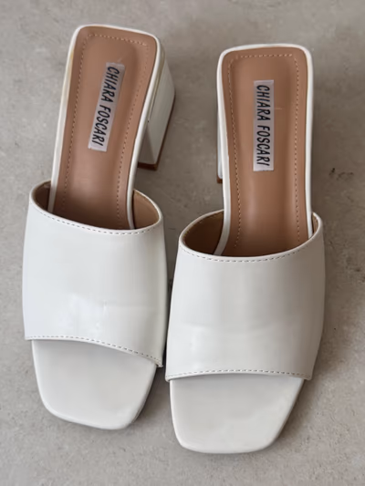 Chiara Foscari White Heeled Mules by Chiara Foscari — pre-loved on Thrifted.mt