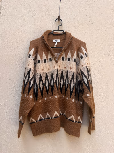 Object Fairisle Jumper with Half Neck Zip in Rust by Object — pre-loved on Thrifted.mt