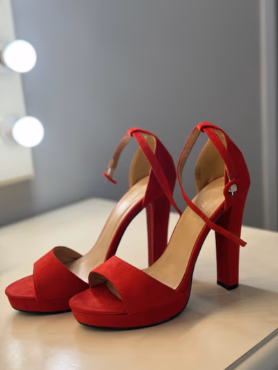 Red Suede Platform High Heels — pre-loved on Thrifted.mt