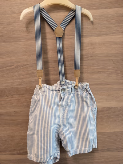 striped toddler shorts with suspenders by H&M — pre-loved on Thrifted.mt