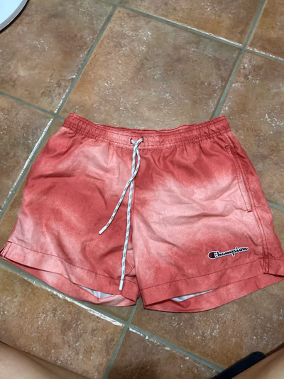 Champion Red Tie-Dye  Swim Shorts by Champion — pre-loved on Thrifted.mt