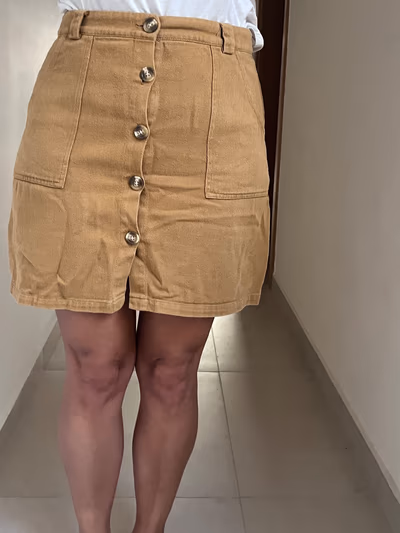 Button Camel Skirt by y'coo — pre-loved on Thrifted.mt