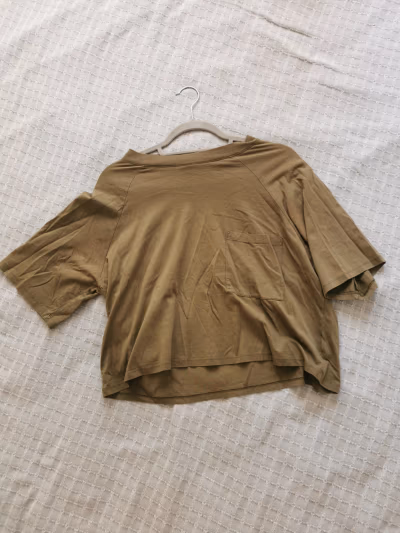 Monki Olive Cotton Crop Top by Monki — pre-loved on Thrifted.mt