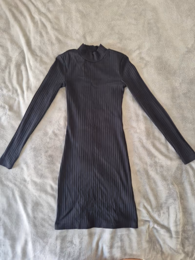 Black Ribbed Turtleneck Mini Dress by EVEN&ODD — pre-loved on Thrifted.mt
