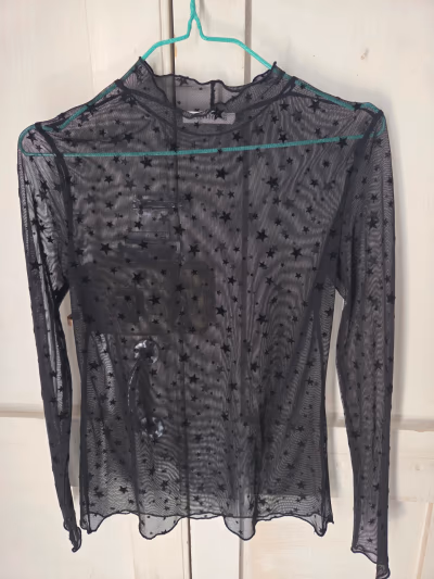 Black Star Print Mesh Top by Terranova — pre-loved on Thrifted.mt