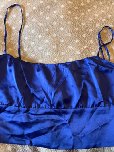 Blue Satin Spaghetti Strap Top by TERRANOVA — pre-loved on Thrifted.mt