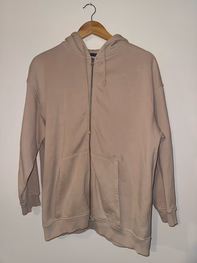 Zara Beige Zip Up Hoodie by Zara — pre-loved on Thrifted.mt