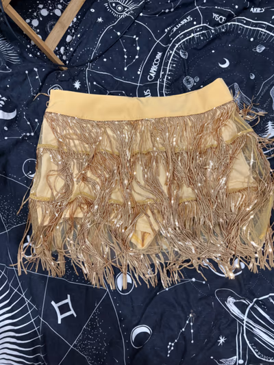 Gold Fringe Layered Skirt by SHEIN — pre-loved on Thrifted.mt